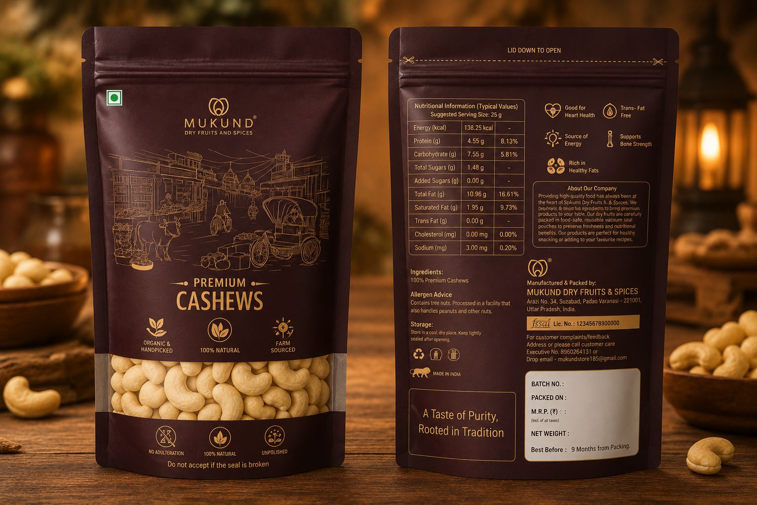 Mukund Dry Fruits & Spices, Packaging Design